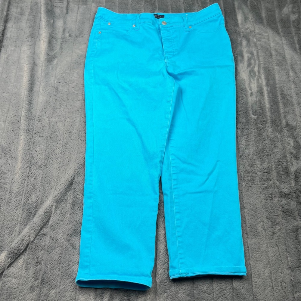 Talbots Simply Flattering Turquoise Blue Straight Leg Crop Pants Women 12